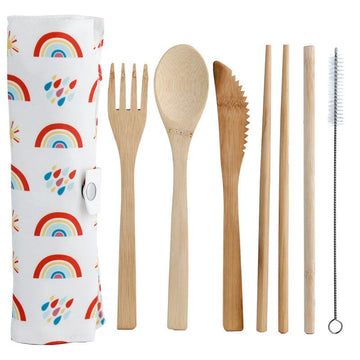 100% Natural Bamboo Cutlery 6 Piece Set - Somewhere Rainbow - £9.99 - 