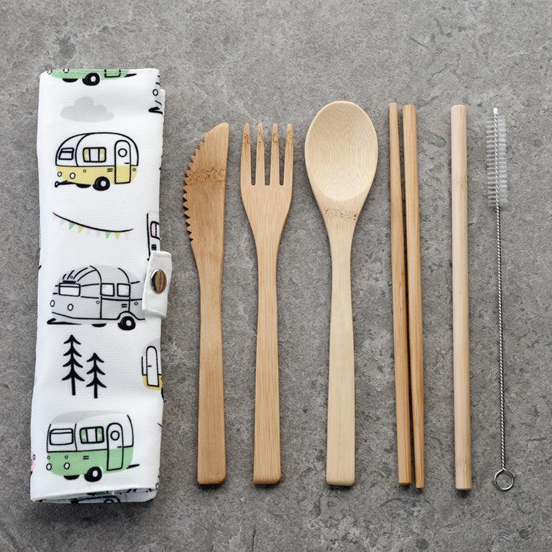 100% Natural Bamboo Cutlery 6 Piece Set - Wildwood Caravan-