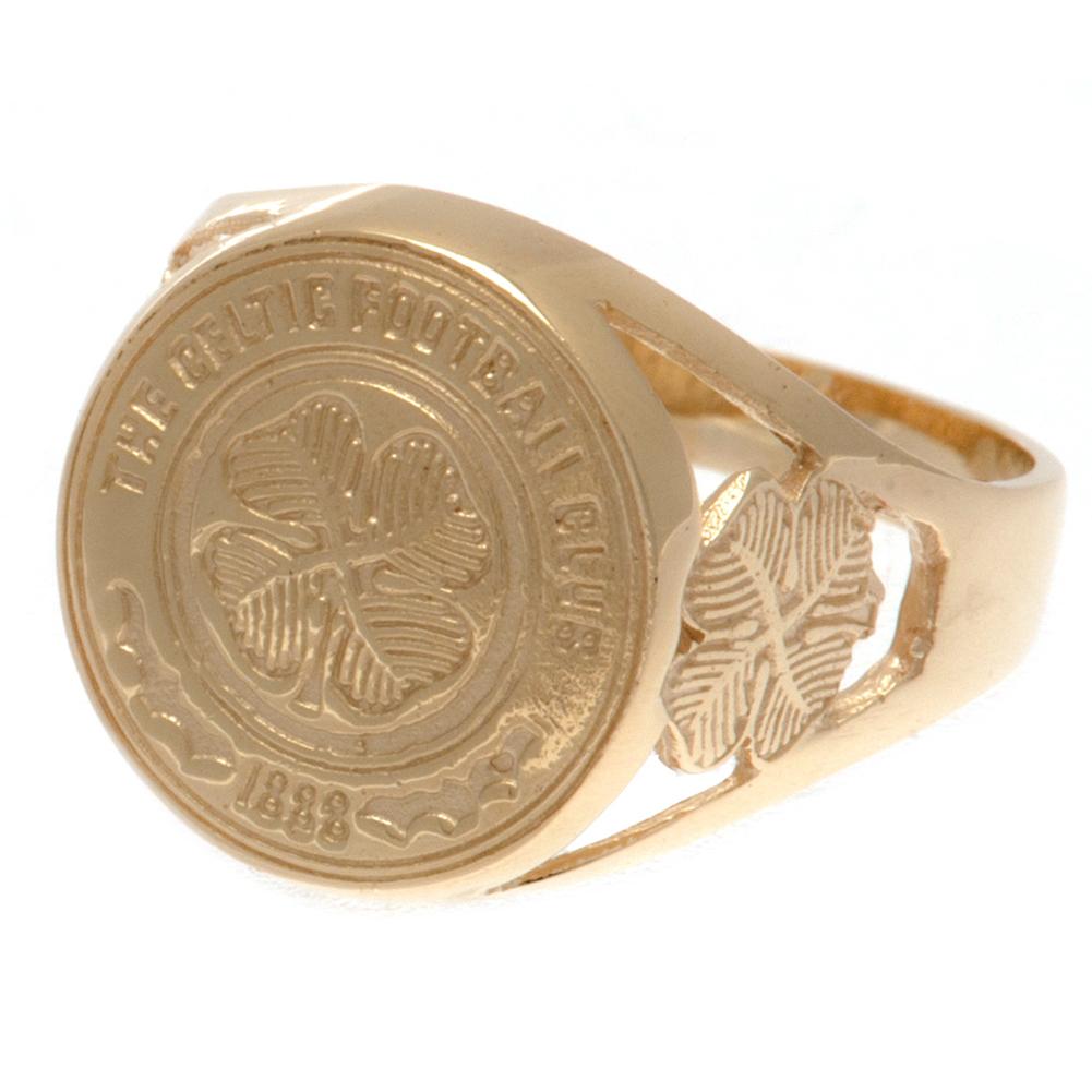 Celtic FC 9ct Gold Crest Ring Medium - Officially licensed merchandise.