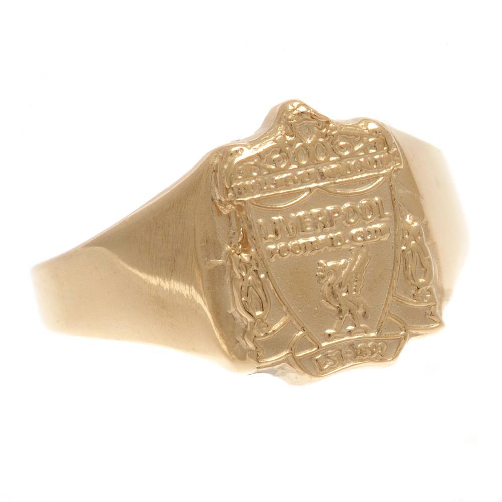 Liverpool FC 9ct Gold Crest Ring Medium - Officially licensed merchandise.