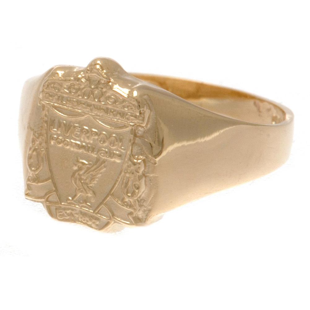 Liverpool FC 9ct Gold Crest Ring Medium - Officially licensed merchandise.