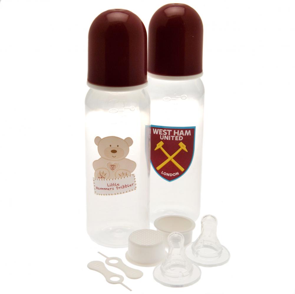 West Ham United FC 2pk Feeding Bottles - Officially licensed merchandise.