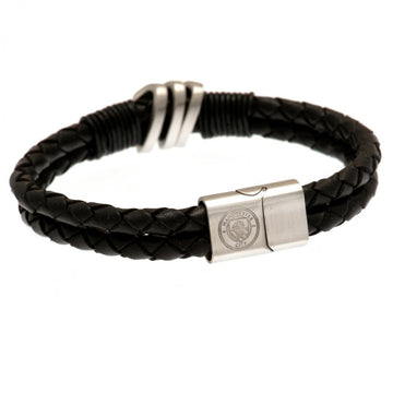 Manchester City FC Leather Bracelet - Officially licensed merchandise.