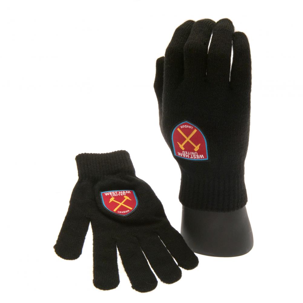 West Ham United FC Knitted Gloves Junior - Officially licensed merchandise.