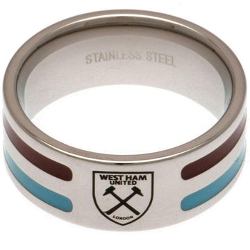 West Ham United FC Colour Stripe Ring Medium - Officially licensed merchandise.