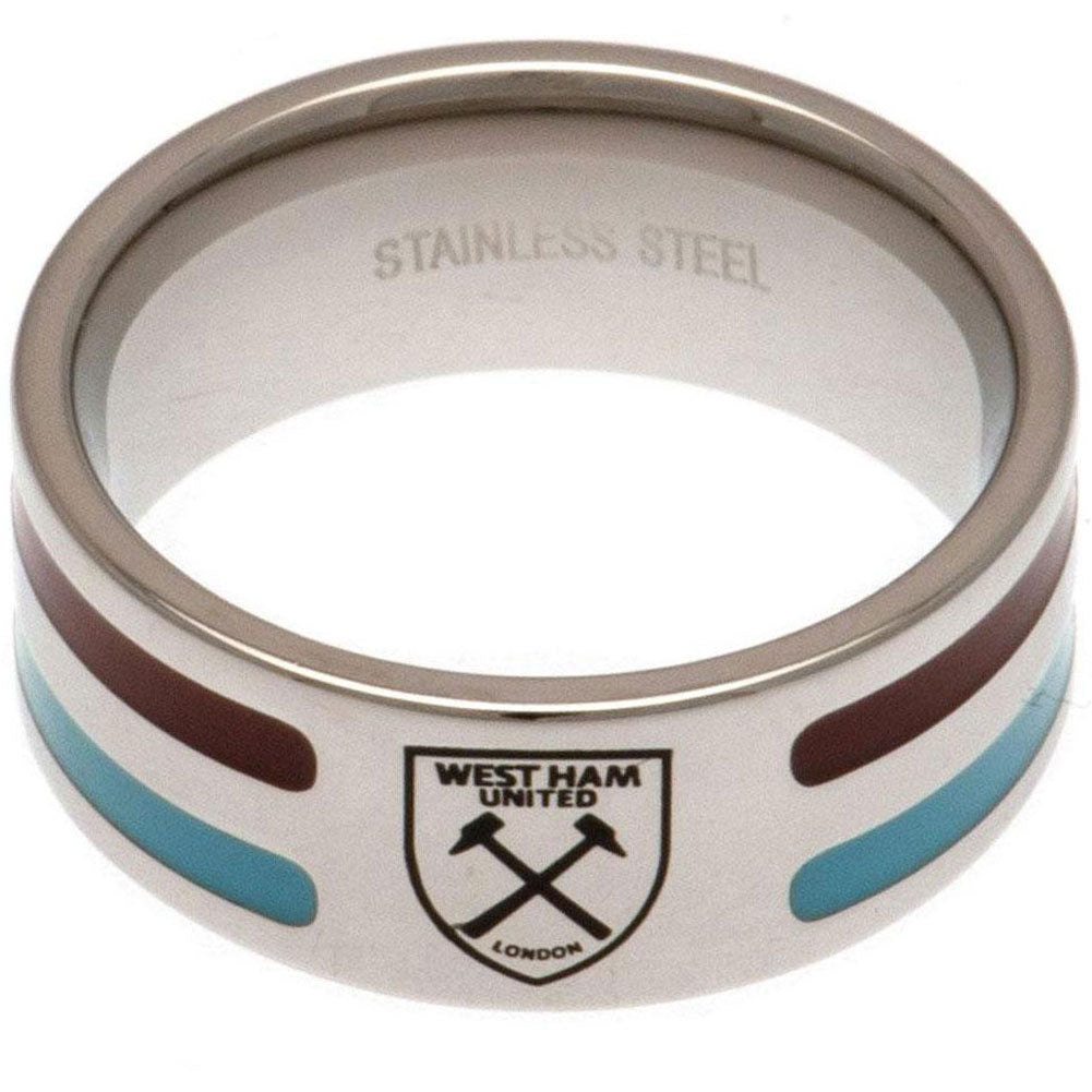 West Ham United FC Colour Stripe Ring Small - Officially licensed merchandise.