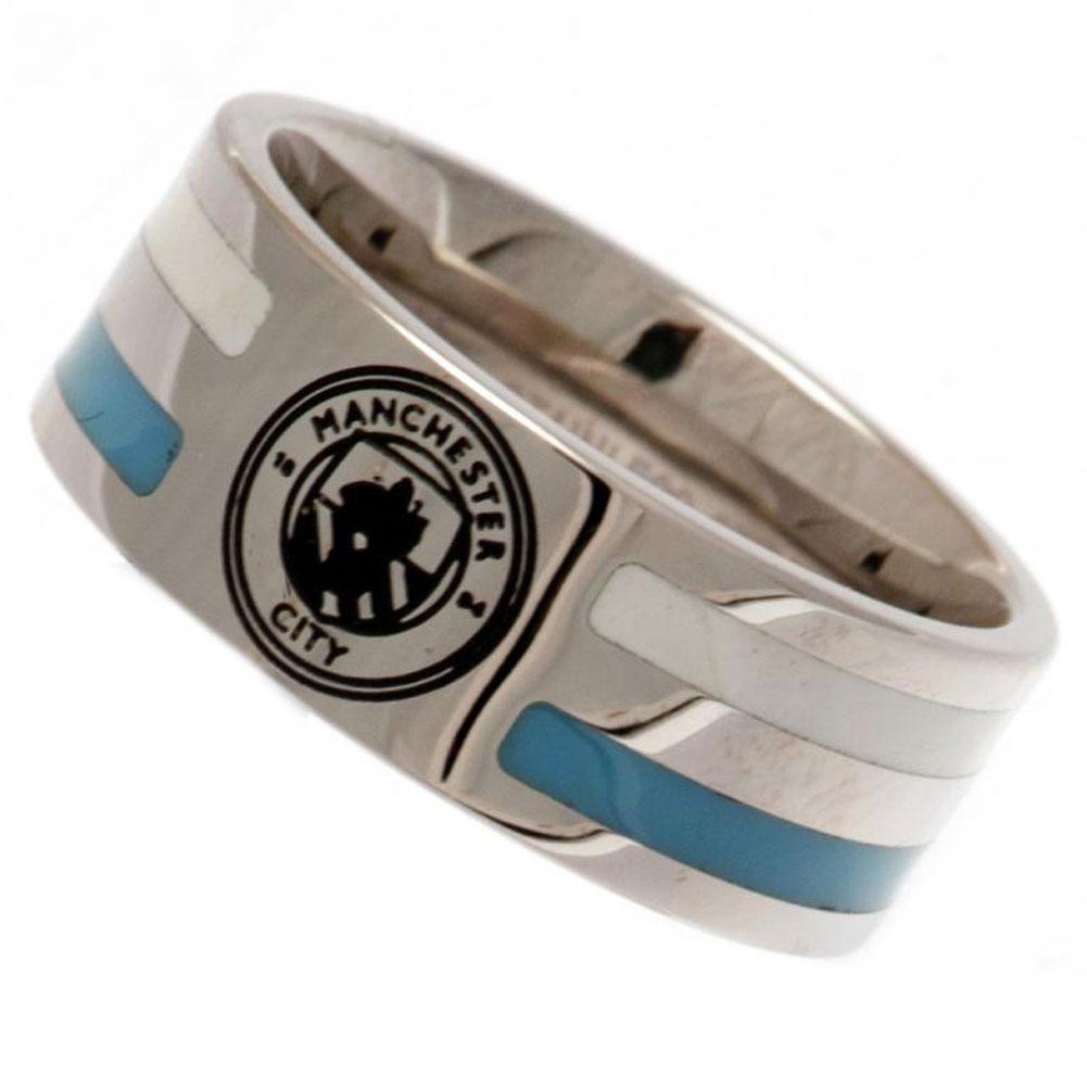 Manchester City FC Colour Stripe Ring Medium - Officially licensed merchandise.