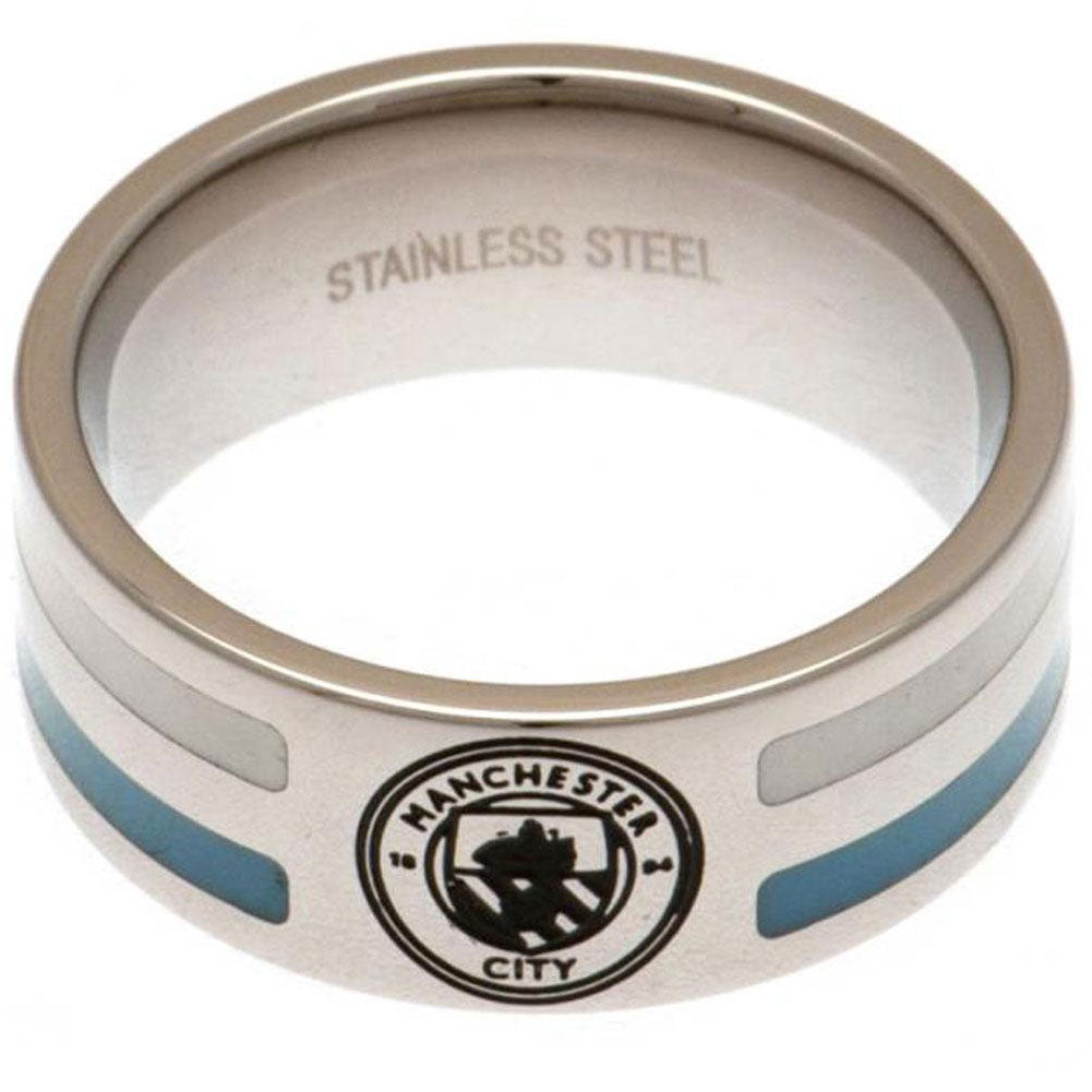 Manchester City FC Colour Stripe Ring Medium - Officially licensed merchandise.