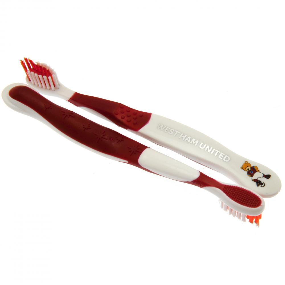 West Ham United FC Twin Pack Toothbrush Junior - Officially licensed merchandise.