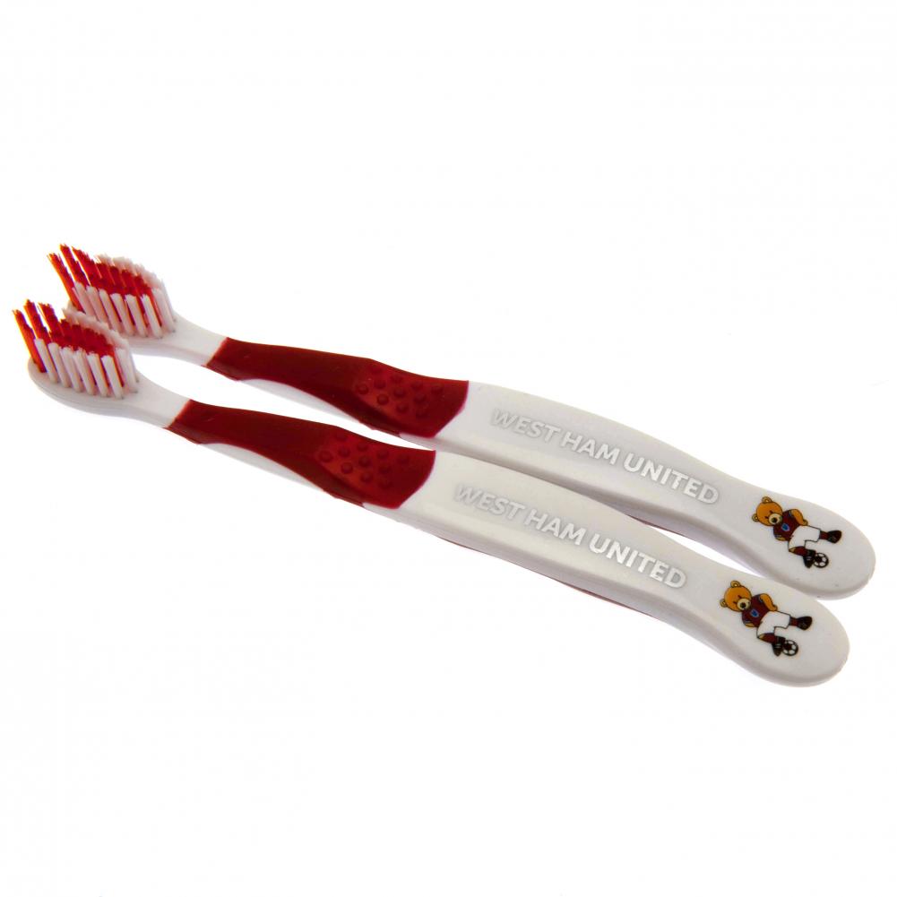 West Ham United FC Twin Pack Toothbrush Junior - Officially licensed merchandise.