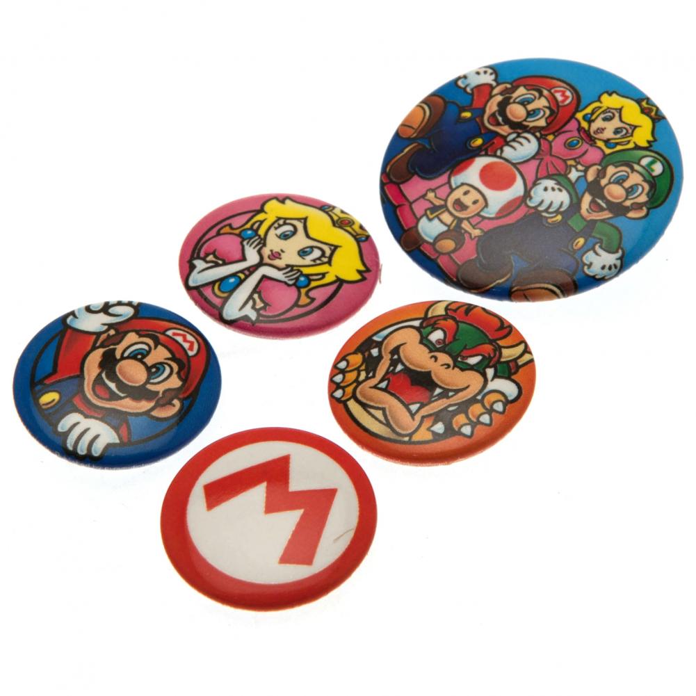 Super Mario Button Badge Set - Officially licensed merchandise.