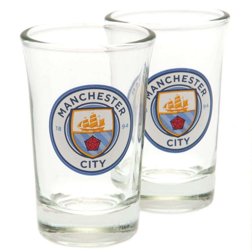 Manchester City FC 2pk Shot Glass Set - Officially licensed merchandise.