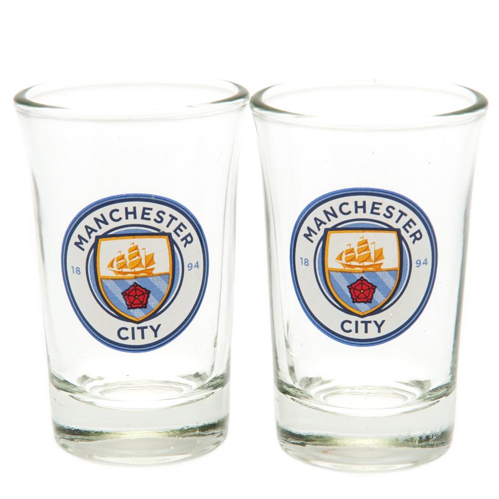 Manchester City FC 2pk Shot Glass Set - Officially licensed merchandise.