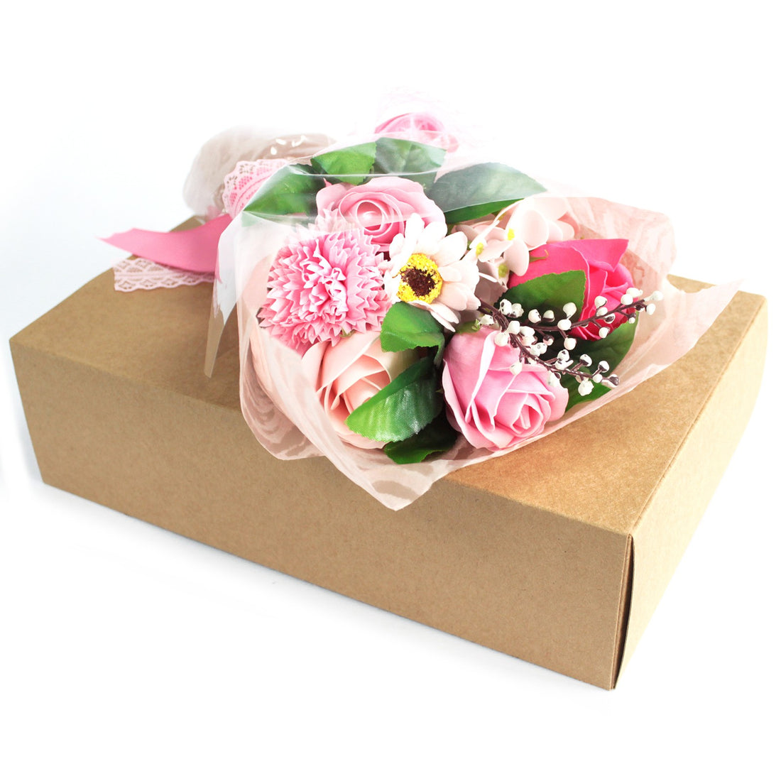 Boxed Hand Soap Flower Bouquet - Pink