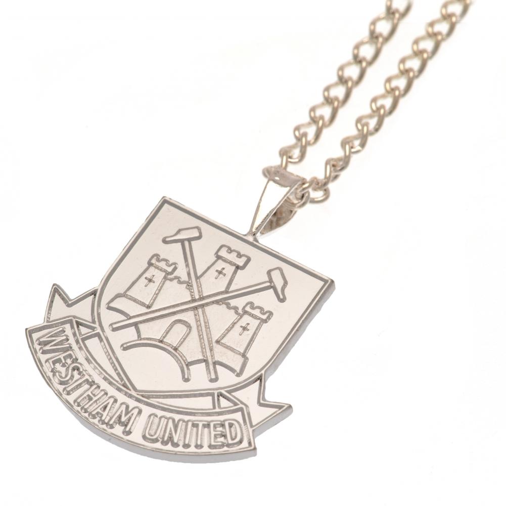 West Ham United FC Silver Plated Pendant & Chain XL CT - Officially licensed merchandise.