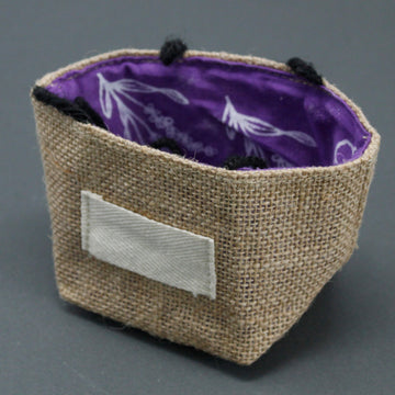 Natural Jute Cotton Gift Bag - Lavender Lining - Small