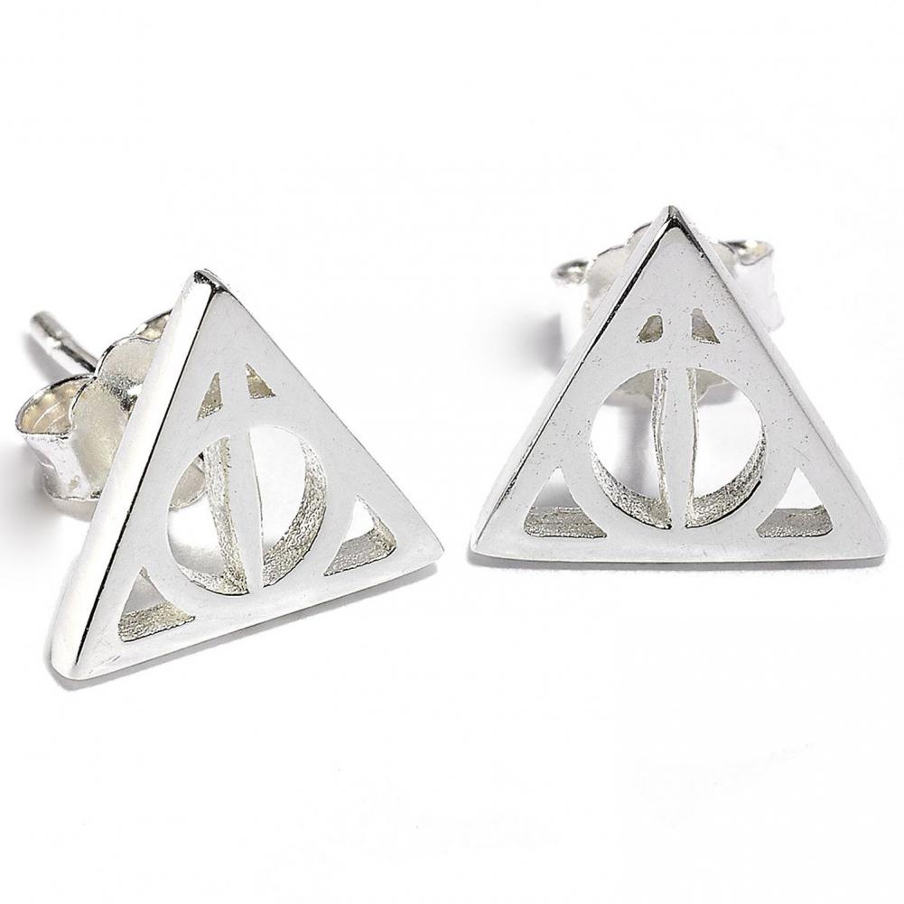 Harry Potter Sterling Silver Earrings Deathly Hallows - Officially licensed merchandise.