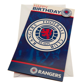 Rangers FC Birthday Card & Badge - Officially licensed merchandise.