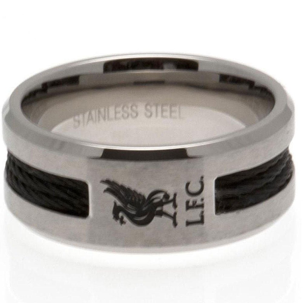 Liverpool FC Black Inlay Ring Small - Officially licensed merchandise.