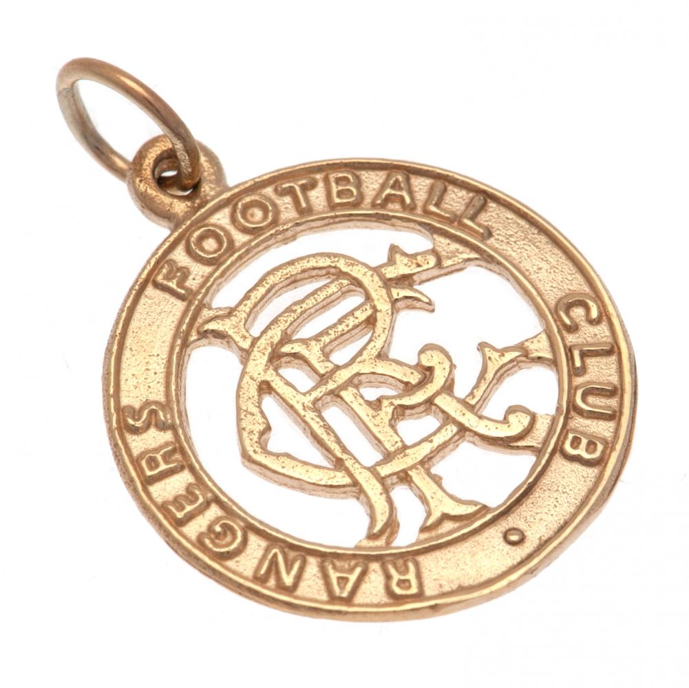 Rangers FC 9ct Gold Pendant Round Crest - Officially licensed merchandise.