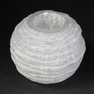 Selenite Snowball Candle Holder - 8 cm