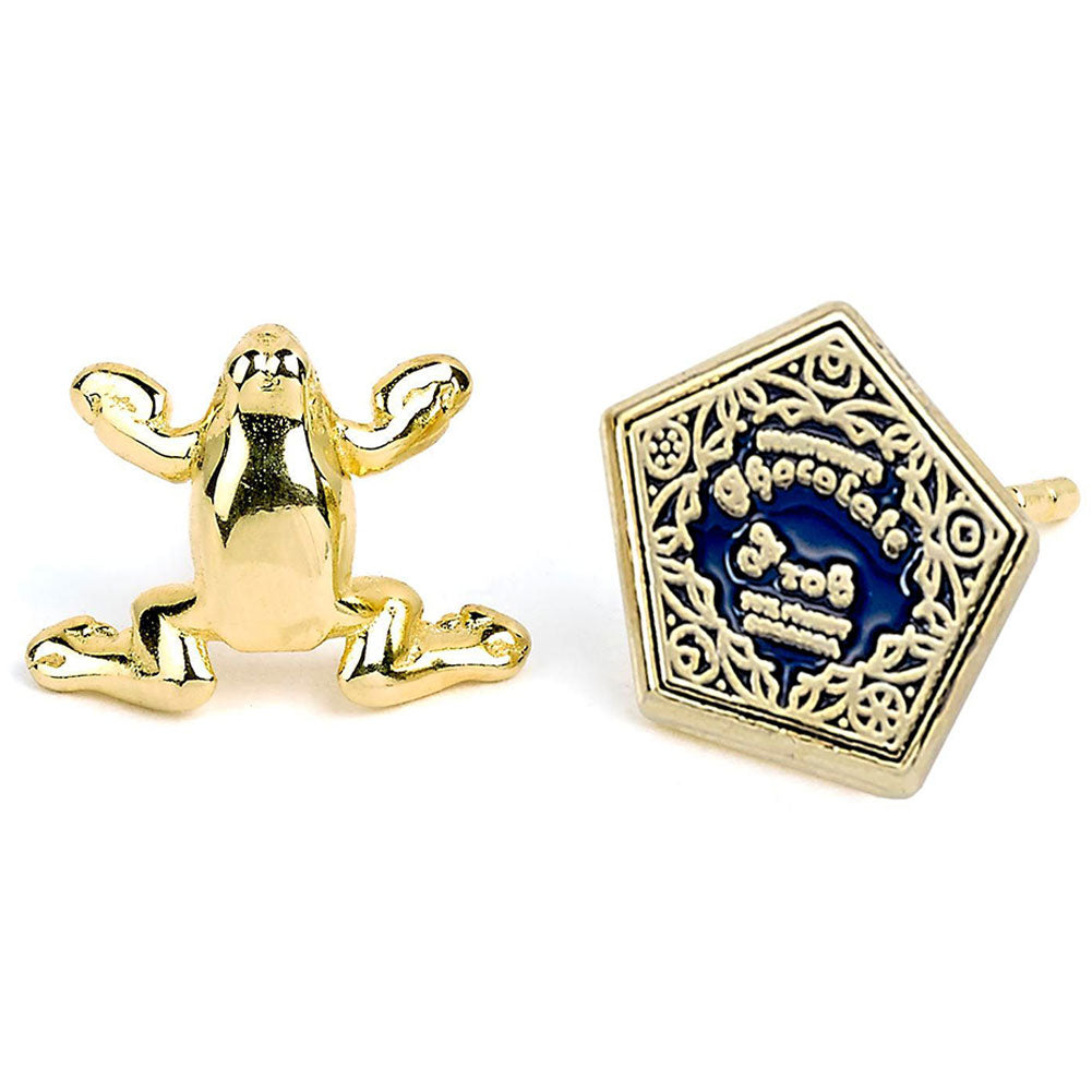 Harry Potter Gold Plated Earrings Chocolate Frog - Officially licensed merchandise.