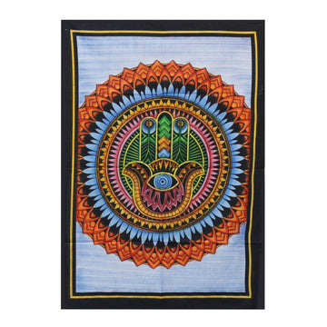 Handbrushed Cotton Wall Art - Hamsa