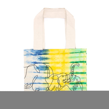 Tye-Dye Cotton Bag (6oz) - 38x42x12cm - Elephants - Multi - Natural Handle