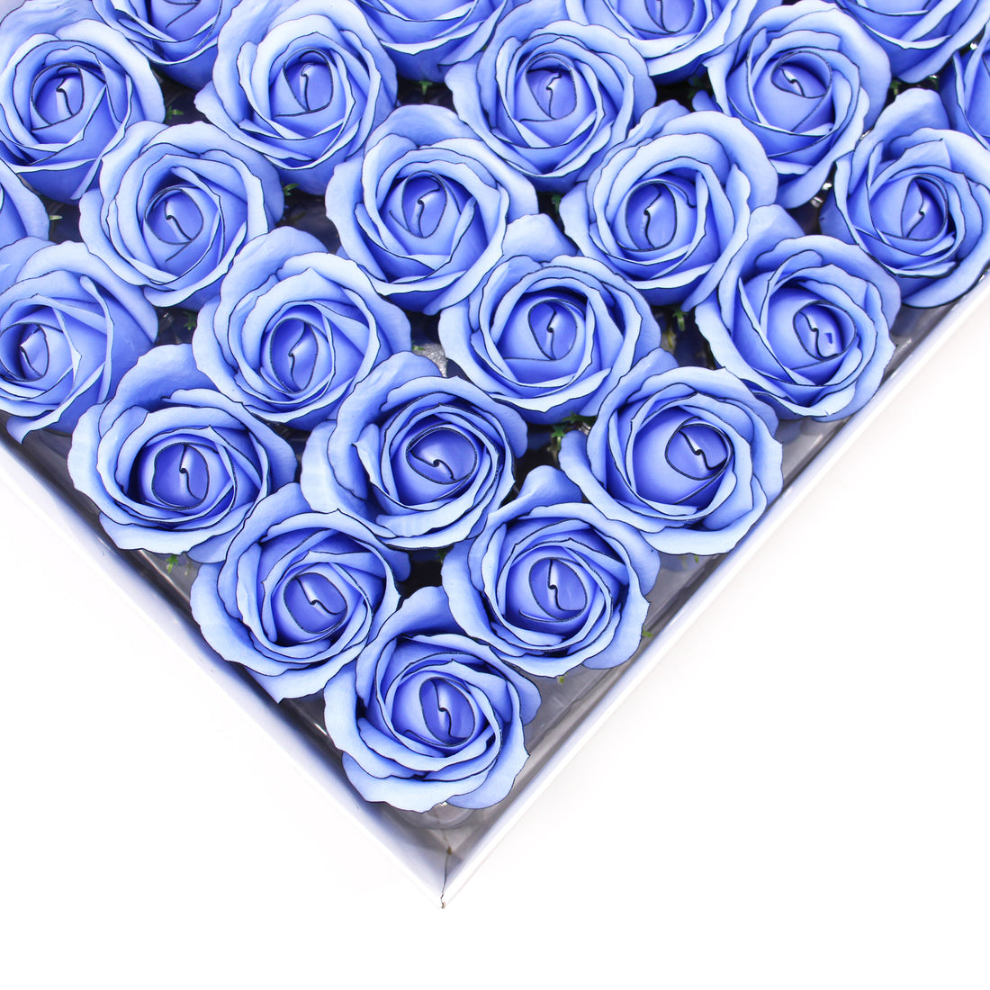 Craft Soap Flowers - Med Rose - Blue With Black Rim x 10 pcs