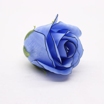 Craft Soap Flowers - Med Rose - Blue With Black Rim x 10 pcs