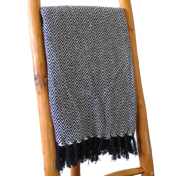 Boho Comfort Throws - 140x200cm - Navy Zigzag