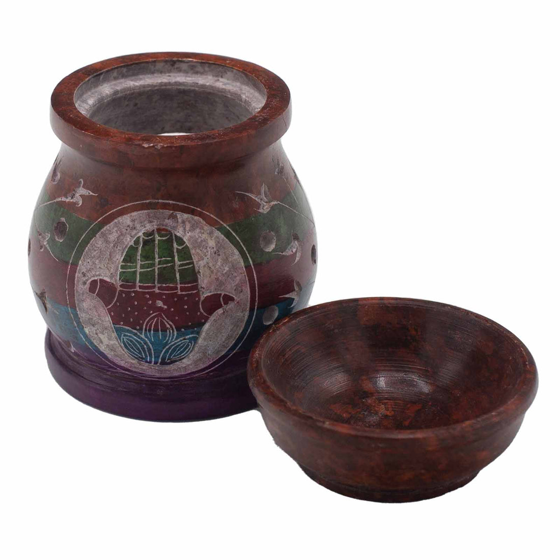 Soapstone Oil Burner 10cm - Hamsa - Five Colours