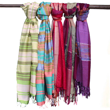 Lrg Indian Boho Scarves - 28x72cm - Random Purples