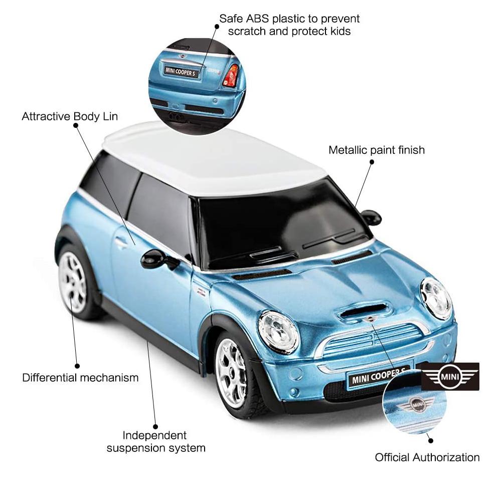 Mini Cooper S Radio Controlled Car 1:24 Scale Blue - Officially licensed merchandise.