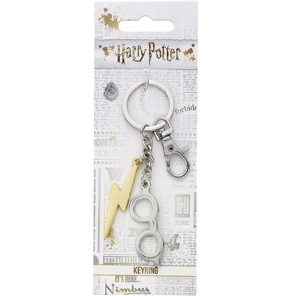 Harry Potter Charm Keyring Lightning Bolt & Glasses - Officially licensed merchandise.