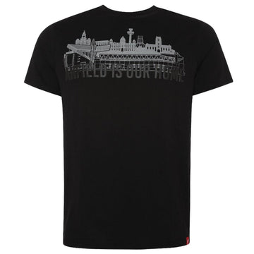 Liverpool FC Anfield Skyline T Shirt Mens Black Small - Officially licensed merchandise.