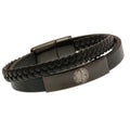 Celtic FC Black IP Leather Bracelet - Officially licensed merchandise.