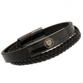 Manchester City FC Black IP Leather Bracelet - Officially licensed merchandise.