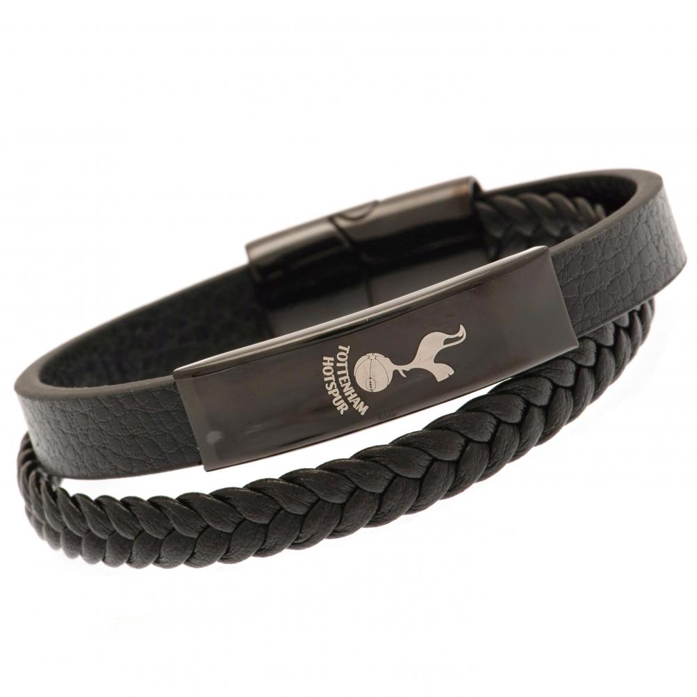 Tottenham Hotspur FC Black IP Leather Bracelet - Officially licensed merchandise.