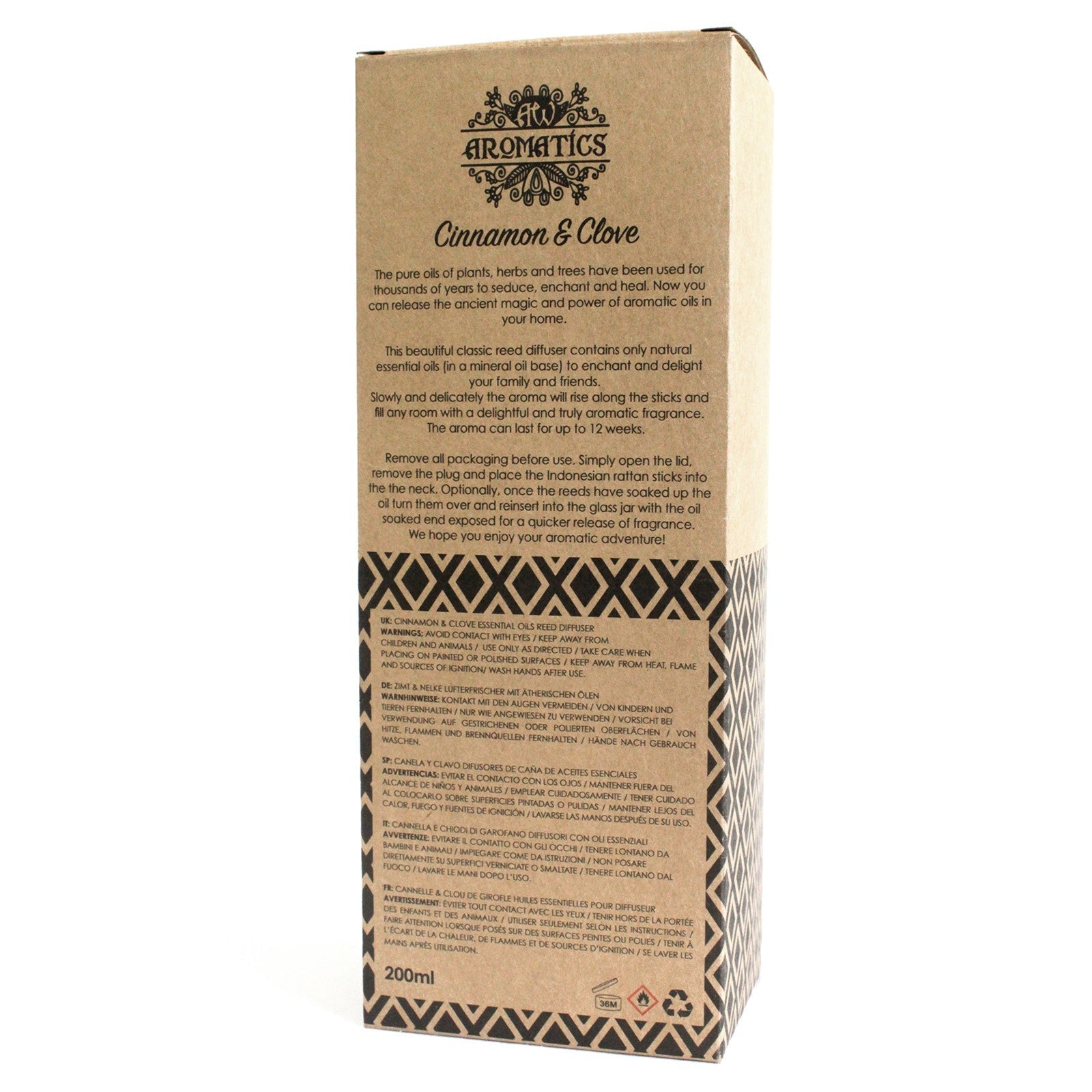 200ml Cinnamon & Clove Essential Oil Reed Diffuser-