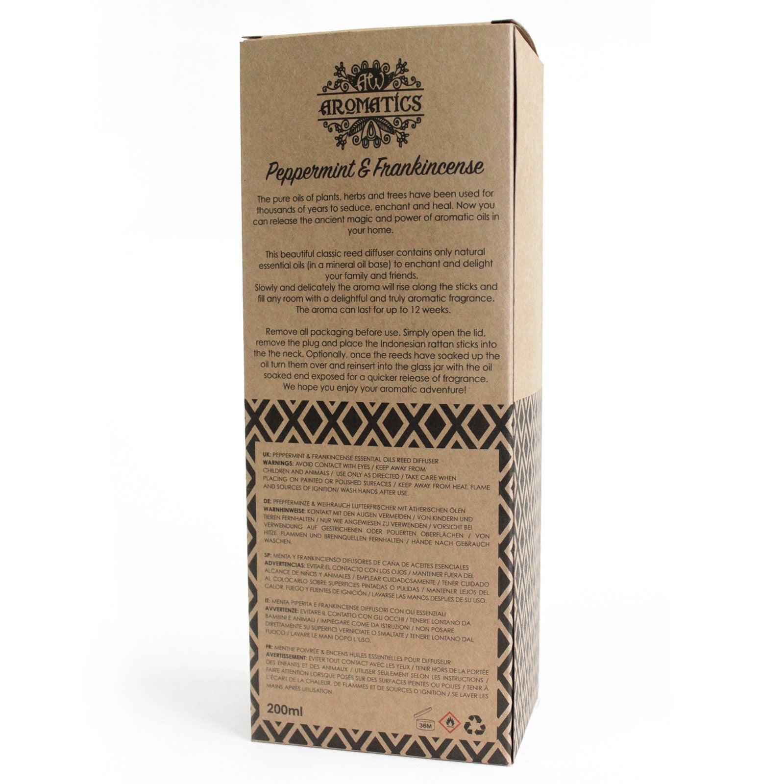 200ml Peppermint & Frankincense Essential Oil Reed Diffuser-