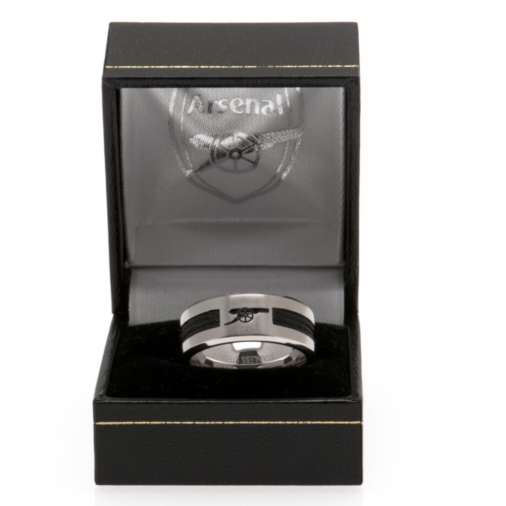 Arsenal FC Black Inlay Ring Medium - Officially licensed merchandise.