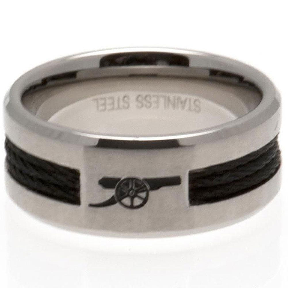 Arsenal FC Black Inlay Ring Medium - Officially licensed merchandise.