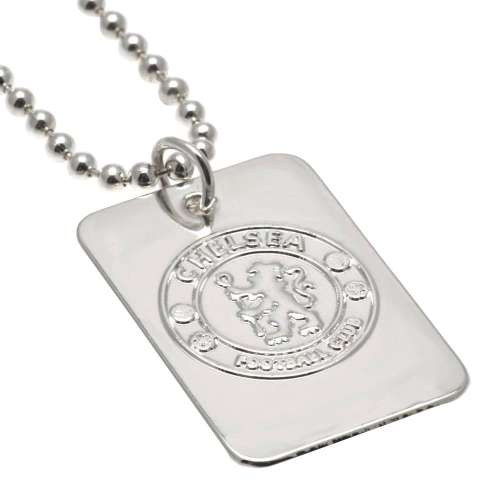 Chelsea FC Silver Plated Dog Tag & Chain - Officially licensed merchandise.