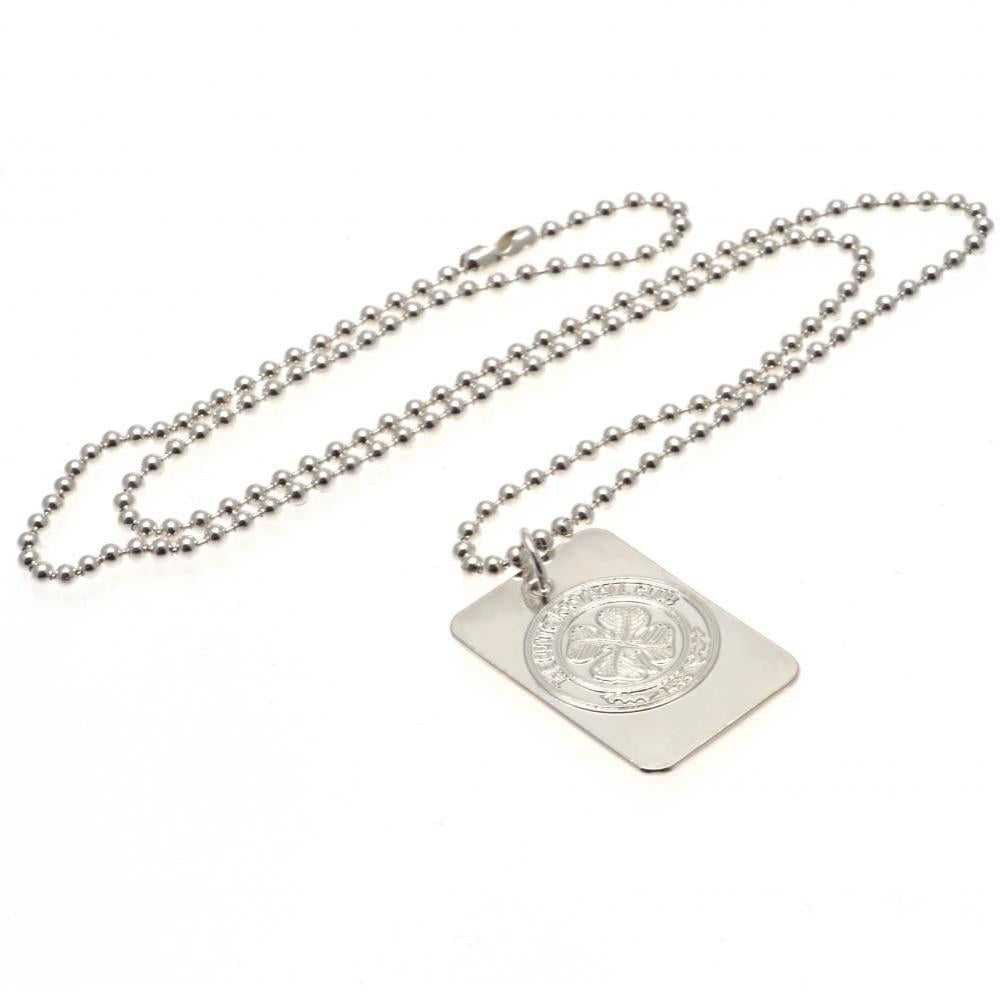 Celtic FC Silver Plated Dog Tag & Chain - Officially licensed merchandise.