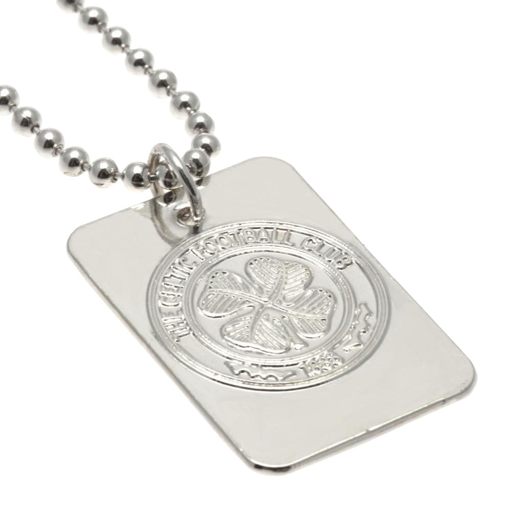 Celtic FC Silver Plated Dog Tag & Chain - Officially licensed merchandise.