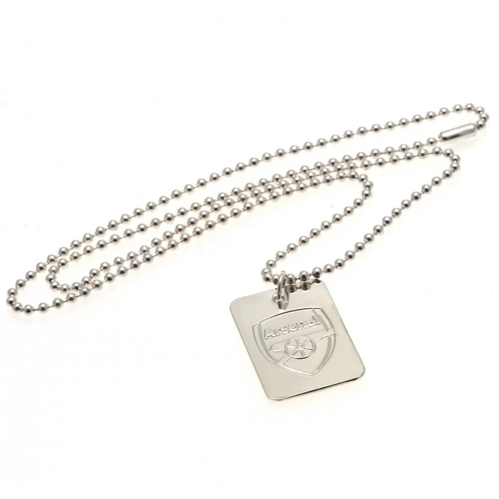 Arsenal FC Silver Plated Dog Tag & Chain - Officially licensed merchandise.
