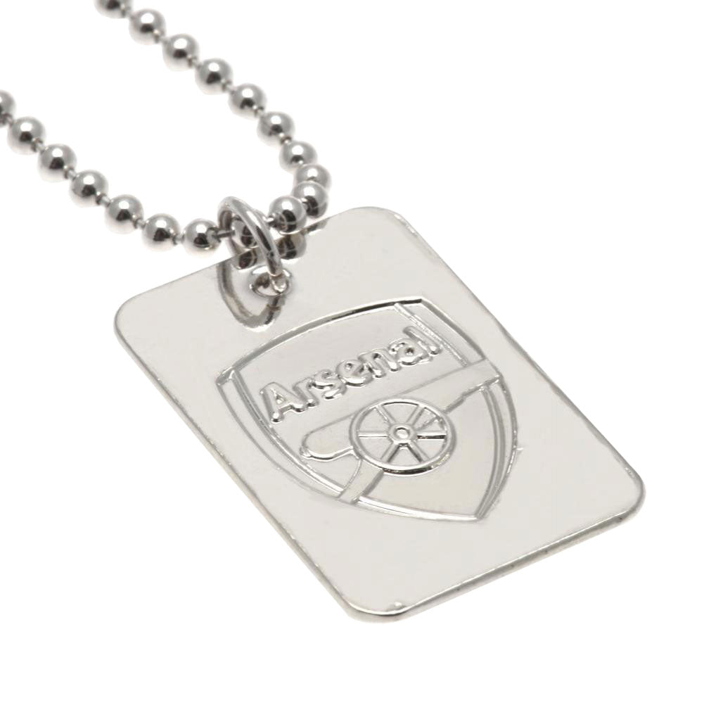 Arsenal FC Silver Plated Dog Tag & Chain - Officially licensed merchandise.