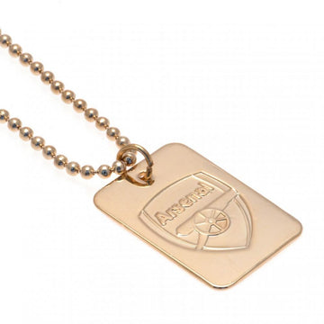 Arsenal FC Gold Plated Dog Tag & Chain - Officially licensed merchandise.