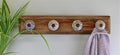 4 Single Ceramic Ivory Coat Hooks On Wooden Base-Coat Hooks